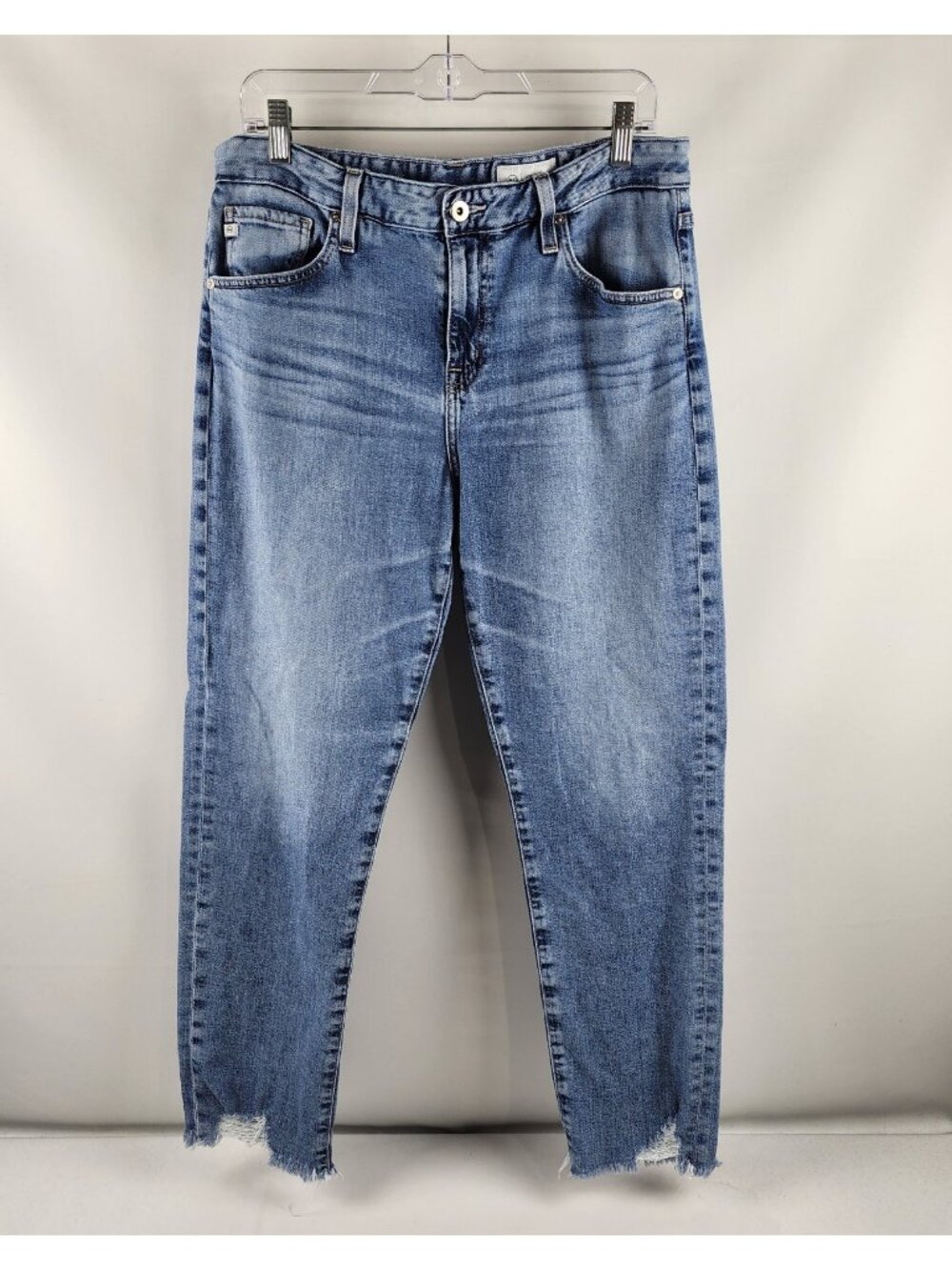 AG Adriano Goldschmied Jeans Womens 31R Blue Boyfriend Distressed Denim